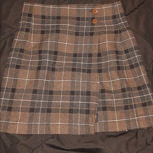 Brown vintage plaid skirt